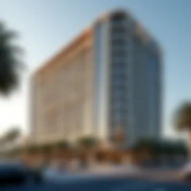 Architectural Elegance of Al Firdous Building Dramatic facade of Al Firdous Building showcasing its architectural elegance