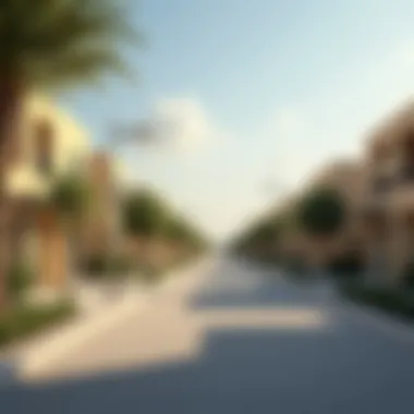 A serene street view in Al Warsan Village highlighting its residential charm