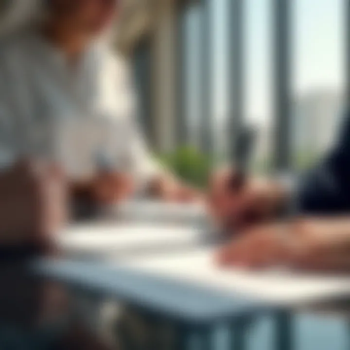 Document signing at an Ejari center illustrating rental contract registration