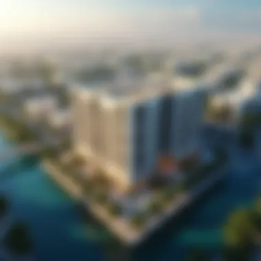 Al Waleed Building in the Heart of Al Barsha Aerial view of Al Barsha with Al Waleed Building as a focal point.