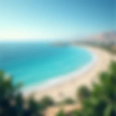Stunning Shoreline of Albateen Beach Panoramic view of Albateen Beach showcasing the pristine shoreline and azure waters
