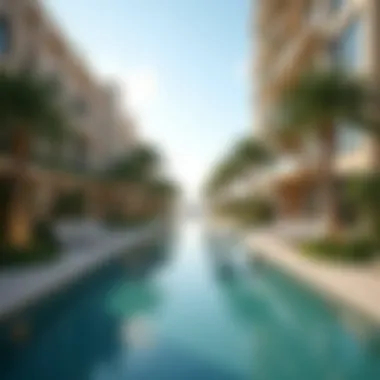 Amenities at Dubai Star JLT Panoramic view of amenities at Dubai Star JLT including pool and recreational areas