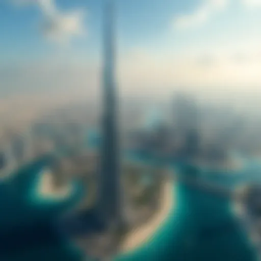 Aerial view of Dubai World Trade Centre showcasing its unique architecture