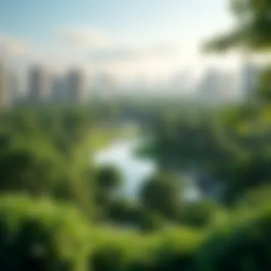 Panoramic View of Mudon Park A panoramic view of Mudon Park showcasing lush greenery and urban design.