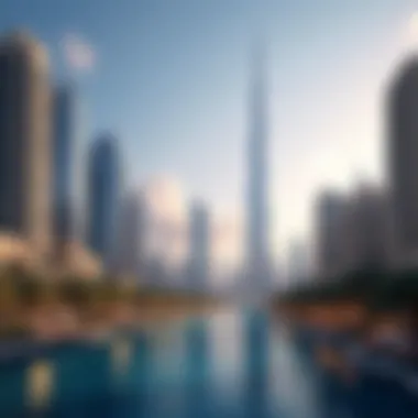 Downtown Dubai: Iconic Cityscape Stunning skyline of Downtown Dubai with Burj Khalifa in the background
