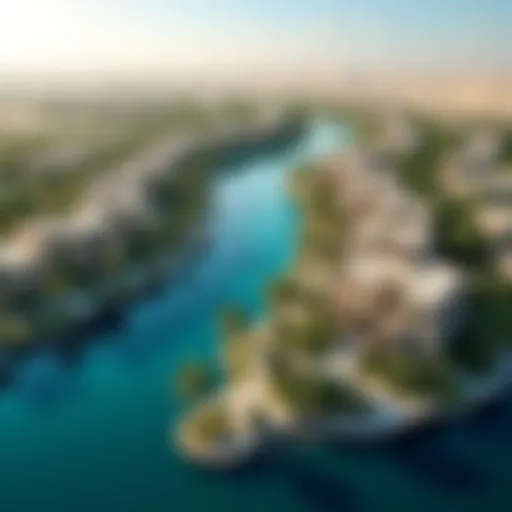 Aerial view of Venice Damac Lagoons showcasing the stunning water features and luxury villas.