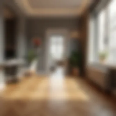 Stylish Urban Interior with Wooden Parquet Flooring Stylish urban interior featuring wooden parquet flooring