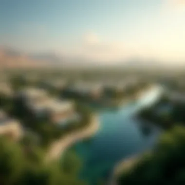Falcon City Aerial Perspective Aerial view of Falcon City showcasing its luxurious villas and green spaces