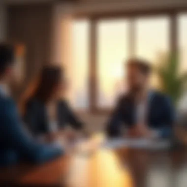 Luxury Real Estate Consultation Luxury real estate agent discussing investment options with clients.
