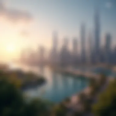 Dubai's Luxury Real Estate Skyline Stunning skyline view showcasing luxury developments in Dubai