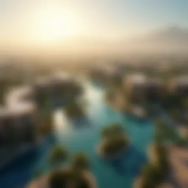 Aerial Perspective of Dubai Silicon Oasis Aerial view of Dubai Silicon Oasis and its community layout