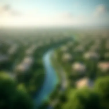 Aerial View of the Green Community Aerial view of the Green Community showcasing lush greenery and residential areas