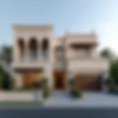 Harmonious Blend of Tradition and Modernity Luxurious villa facade blending traditional and contemporary elements