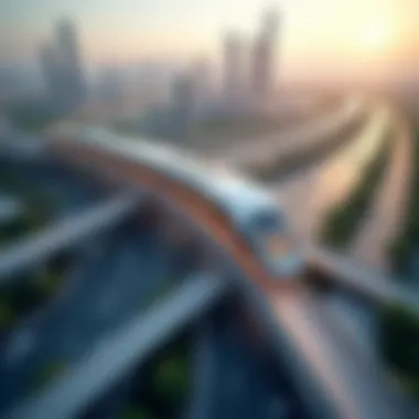 Aerial view of the Dubai Metro showcasing its modern design