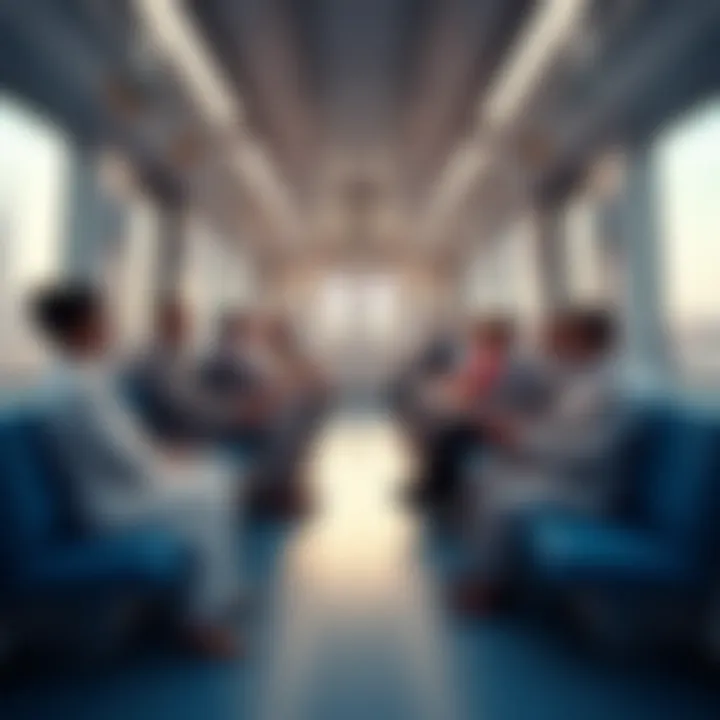 Interior of a Dubai Metro train highlighting passenger experience