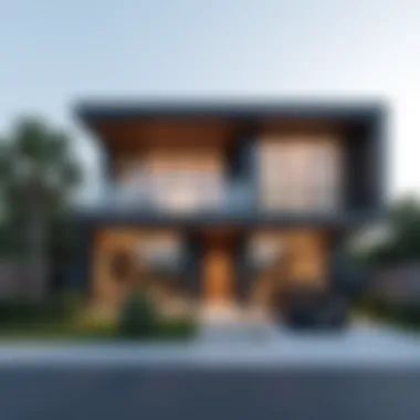 Innovative Architectural Design of Modern Villa Sleek modern villa facade showcasing innovative architectural design