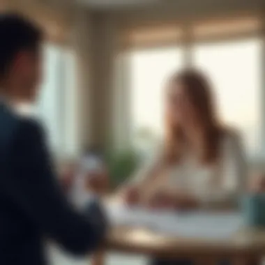 Financial Consultation for Home Buyers A professional discussing financial options with a prospective buyer.