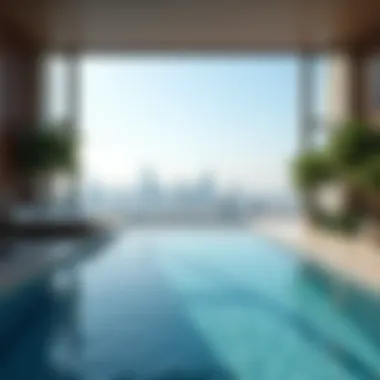 Skyline Serenity: Private Pool with a View Stunning view of Dubai skyline from a private pool bedroom