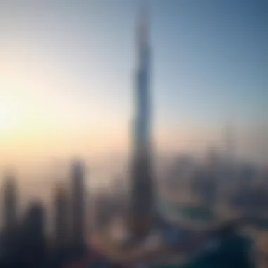 A panoramic view of Dubai's skyline featuring the Exchange Tower as a central highlight.