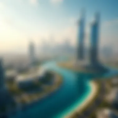 Aerial View of the Peninsula Project Stunning skyline view of the Peninsula Project in Dubai